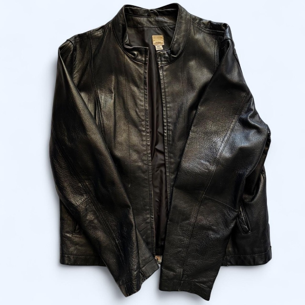 Vintage Punk Biker Wilson's Black Leather Jacket XL